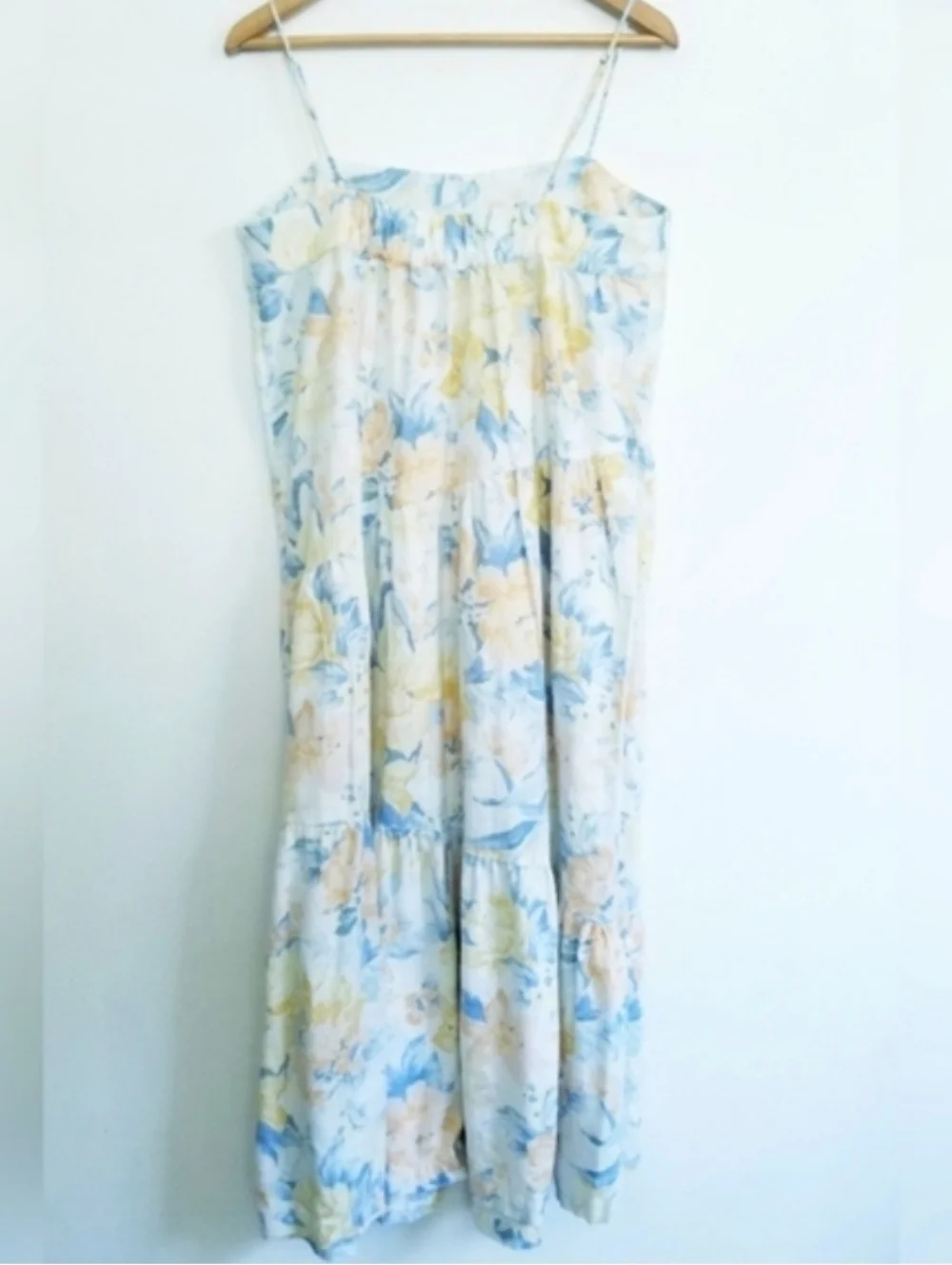 Abercrombie & Fitch Floral Sleeveless Spaghetti Strap Linen Blend Maxi Dress